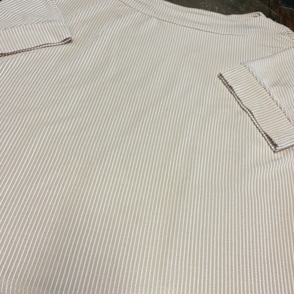 Women's Cream Ribbed Top - Picture 2 of 8